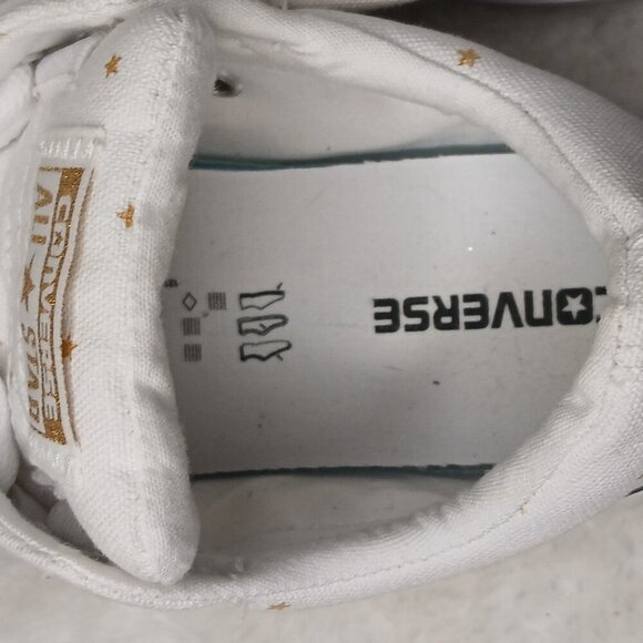 Chuck Taylor All Star Street Slip On Lace Up Gold Star Junior Shoes White Size 4 - Picture 8 of 9